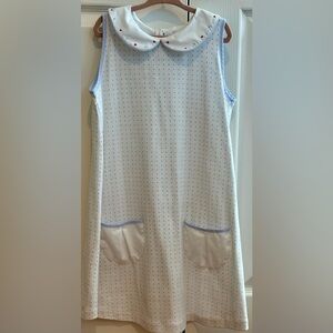 The Proper Peony Girls Pima Cotton Dot Collared Dress Size 8